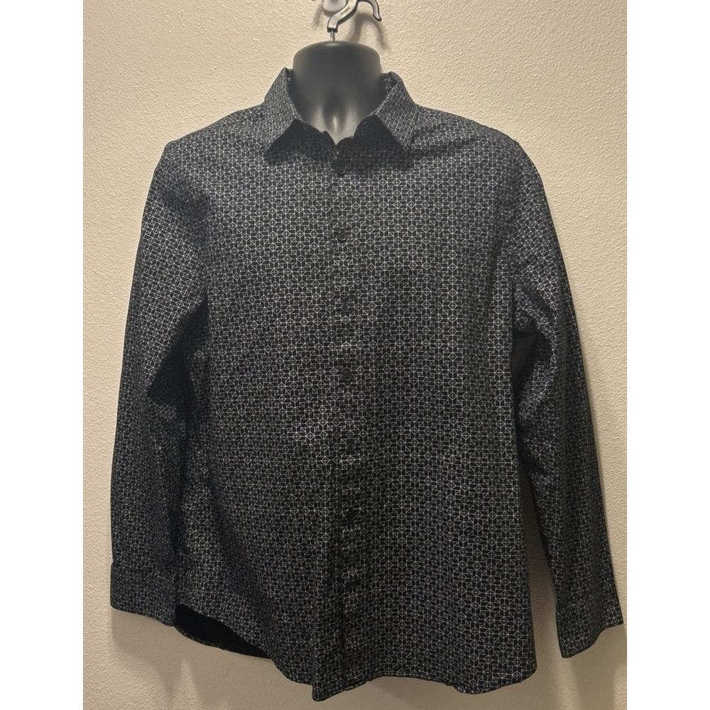 Vintage Men’s Express 1MX Stretch Cotton Size L 16-16.5 Crazy‎ Diamond Pattern